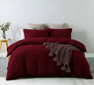 Royal Comfort Vintage Washed Cotton Double Quilt Cover Set Burgundy