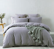 Royal Comfort Vintage Washed Cotton Queen Quilt Cover Set Grey