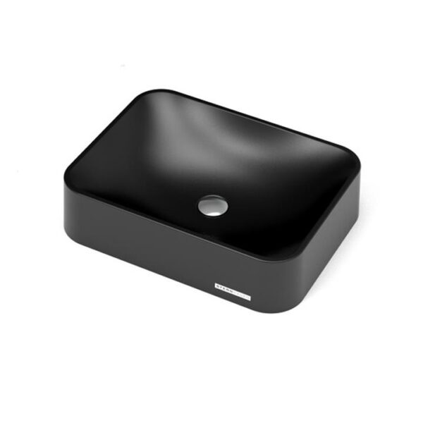 Seerose Sani-Quartz Bathroom Basin - Rounded Rectangle - Above Counter Top - 545 x 415mm Satin Black