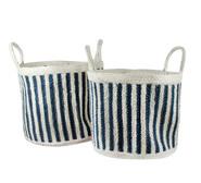 Set Of 2 Ava Round Storage Baskets Blue