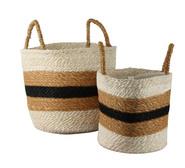 Set Of 2 Wenyr Round Storage Baskets Black