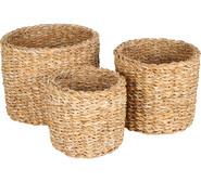 Set Of 3 Chavier Round Storage Baskets Neutral