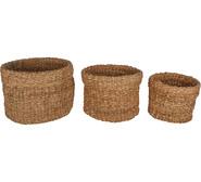 Set Of 3 Jakob Round Storage Baskets Neutral