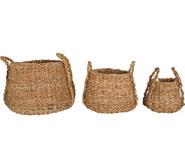 Set Of 3 Jakob Round Storage Baskets With Handles Neutral