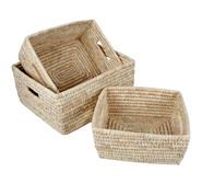 Set Of 3 Lattine Storage Baskets Neutral