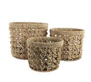 Set Of 3 Silviy Round Storage Baskets Neutral