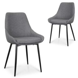 Set of 2 - Alfie Fabric Dining Chair - Dark Grey by Interior Secrets - AfterPay Available