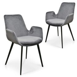 Set of 2 Alice Dining Chair - Dark Grey Velvet by Interior Secrets - AfterPay Available