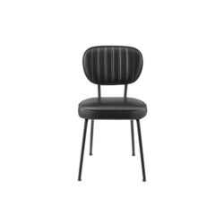 Set of 2 Clair Kitchen Dining Chairs - Vintage PU Black - Black