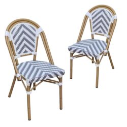 Set of 2 - Dalmatian Indoor / Outdoor Dining Chair - Grey & White Chevron by Interior Secrets - AfterPay Available