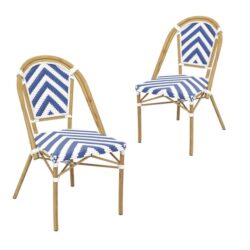 Set of 2 - Dalmatian Indoor / Outdoor Dining Chair - Navy & White Chevron by Interior Secrets - AfterPay Available