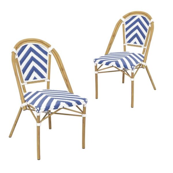 Set of 2 - Dalmatian Indoor / Outdoor Dining Chair - Navy & White Chevron by Interior Secrets - AfterPay Available