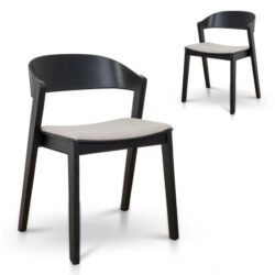 Set of 2 - Davis Black Dining Chair - Grey Seat by Interior Secrets - AfterPay Available