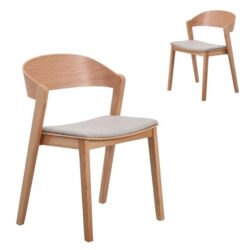 Set of 2 - Davis Natural Dining Chair - Grey Seat by Interior Secrets - AfterPay Available