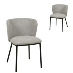 Set of 2 - Flossie Fabric Dining Chair - Coastal Light Grey by Interior Secrets - AfterPay Available