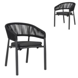 Set of 2 - Gonzalo Outdoor Dining Chair - Charcoal by Interior Secrets - AfterPay Available
