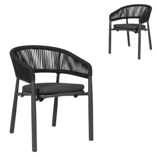 Set of 2 - Gonzalo Outdoor Dining Chair - Charcoal by Interior Secrets - AfterPay Available