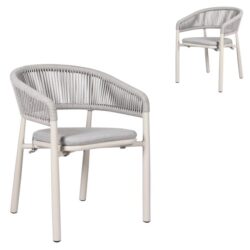 Set of 2 - Gonzalo Sand White Outdoor Dining Chair - Light Grey by Interior Secrets - AfterPay Available