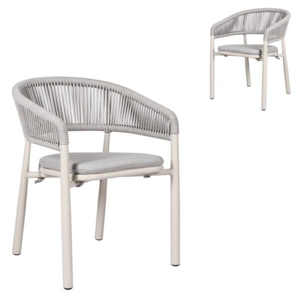 Set of 2 - Gonzalo Sand White Outdoor Dining Chair - Light Grey by Interior Secrets - AfterPay Available