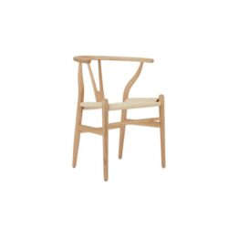 Set of 2 Hans Wegner Replica Wishbone Kitchen Dining Chair - Oak Wood/Natural - Natural
