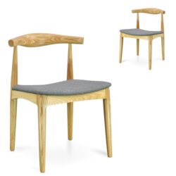 Set of 2 - Henrik Fabric Dining Chair - Natural with Light Grey Seat by Interior Secrets - AfterPay Available