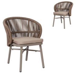 Set of 2 - Jamil Beige Outdoor Dining Chair - Brown by Interior Secrets - AfterPay Available