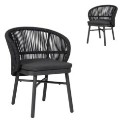Set of 2 - Jamil Outdoor Dining Chair - Charcoal by Interior Secrets - AfterPay Available