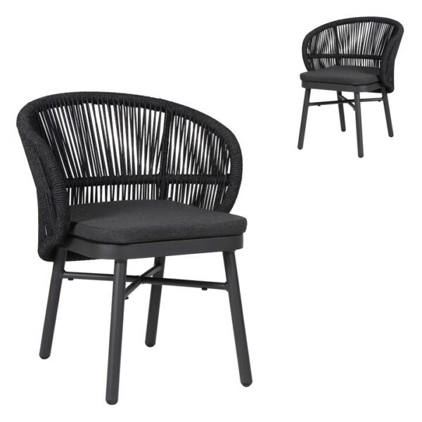 Set of 2 - Jamil Outdoor Dining Chair - Charcoal by Interior Secrets - AfterPay Available