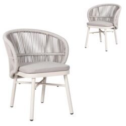 Set of 2 - Jamil Sand White Outdoor Dining Chair - Light Grey by Interior Secrets - AfterPay Available