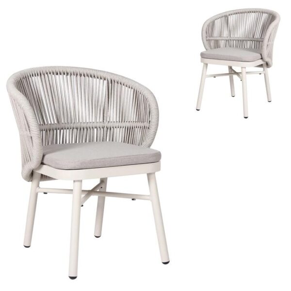 Set of 2 - Jamil Sand White Outdoor Dining Chair - Light Grey by Interior Secrets - AfterPay Available