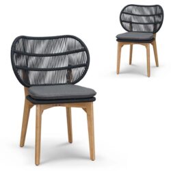 Set of 2 - Jorge Outdoor Dining Chair - Anthracite Grey Cushion by Interior Secrets - AfterPay Available