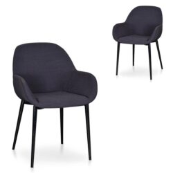 Set of 2 - Lynton Fabric Dining Chair - Black - Last Set by Interior Secrets - AfterPay Available