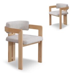 Set of 2 - Merari Natural NZ Ash Dining Chair - Stone Beige by Interior Secrets - AfterPay Available