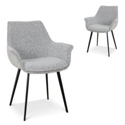 Set of 2 - Nola Fabric Dining Chair - Moonlit Pepper Boucle by Interior Secrets - AfterPay Available