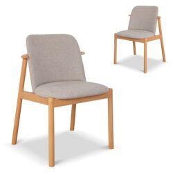 Set of 2 - Paul Natural Dining Chair - Grey Seat by Interior Secrets - AfterPay Available