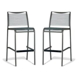 Set of 2 - Wanika Outdoor Bar Stool 75cm - Grey