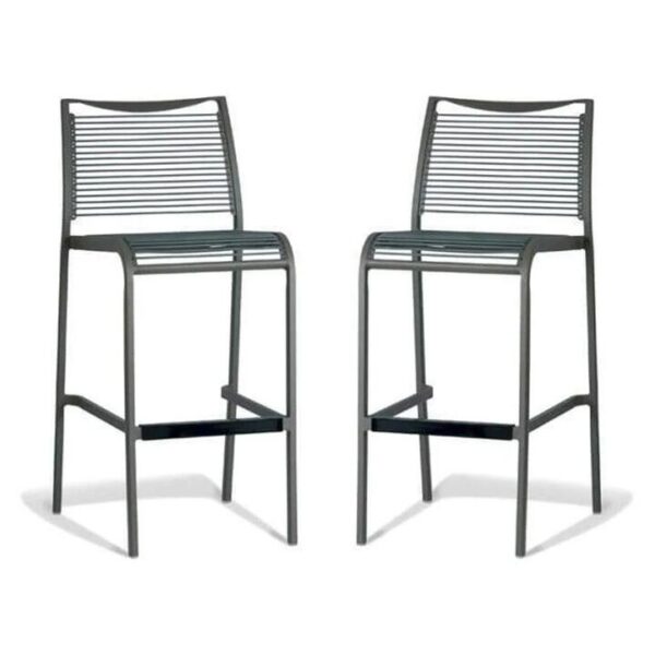 Set of 2 - Wanika Outdoor Bar Stool 75cm - Grey