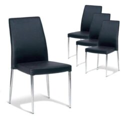Set of 4 - Bailey Dining Chair - Stainless Steel Frame - Black