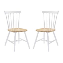 Set of Two - Hansel Dining Chairs - White Frame - Natural Seat