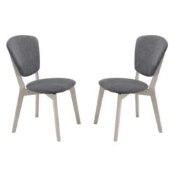 Set of Two - Helga Dining Chairs - White Wash Frame - Stone Grey Seat