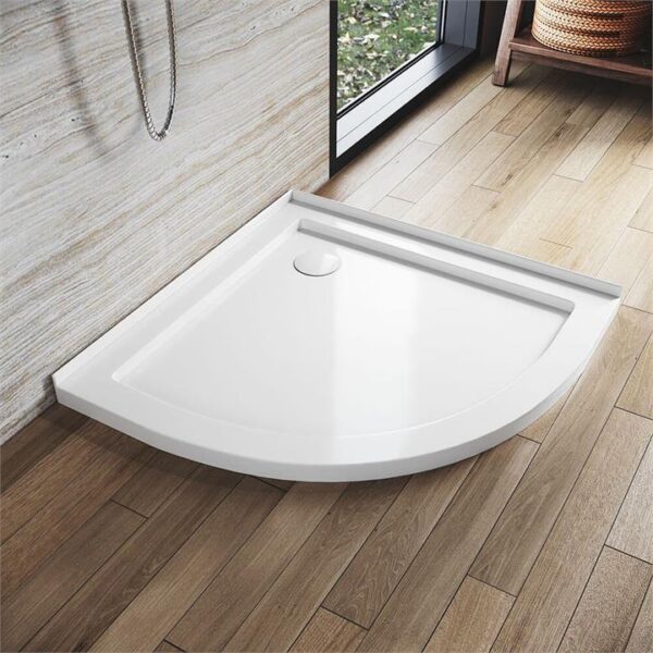 Shower Enclosure Base Tray Solid Curved, 800 x 800mm / White Plastic