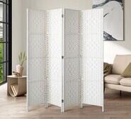 Shyla 4 Panel Pine Wood Room Divider White