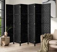 Shyla 6 Panel Pine Wood Room Divider Black