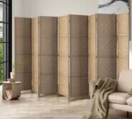 Shyla 8 Panel Pine Wood Room Divider Neutral