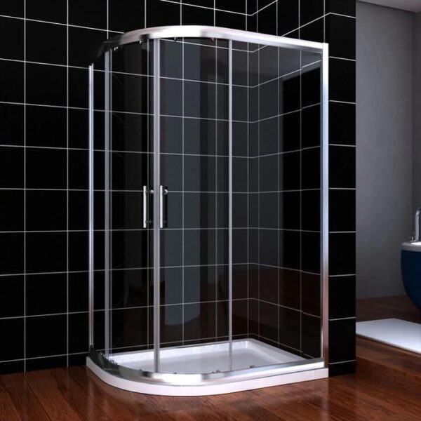 Silver Curved Shower Enclosure Round Sliding Door 800/900/1000mm, 1000 x 800mm