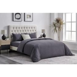 Sydney Stonewash Quilt Cover Set Castlerock Charcoal - Queen