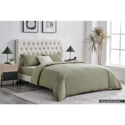 Sydney Stonewash Quilt Cover Set Oil Green - King