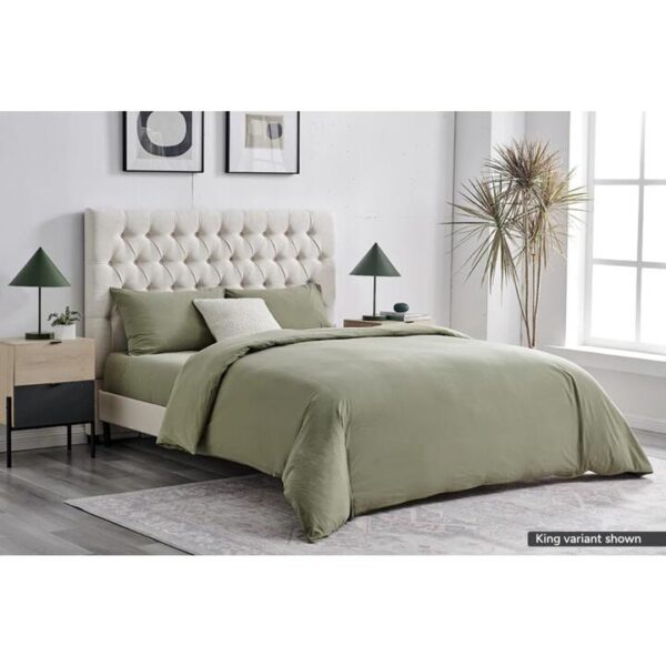 Sydney Stonewash Quilt Cover Set Oil Green - King