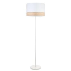 TAMBURA Floor Lamp ES Large White Round H1475mm with Blonde Wood