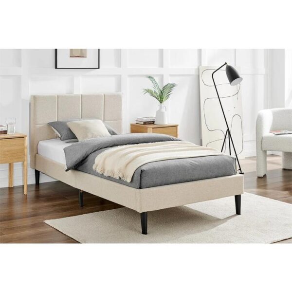Theodore Bed Frame - Beige, Single - Single